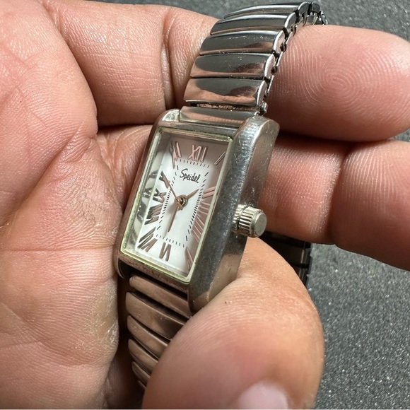 Speidel Express Ladies Quartz Tank Watch Silver Tone Roman Numeral Dial Working - Picture 4 of 9